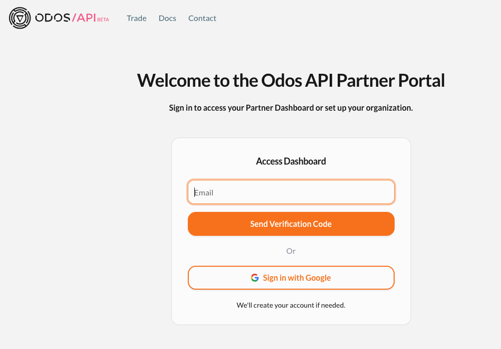 API Portal Registration Screen